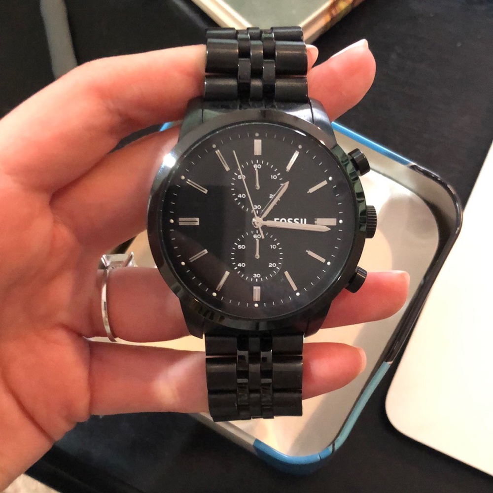 Men’s Black Stainless Steel Fossil Watch